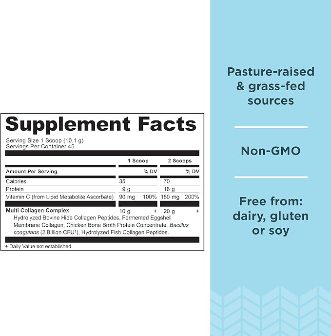 Ancient Nutrition Multi Collagen Protein Powder, Strawberry Lemonade, 45 Servings + Multi Collagen Protein Powder, Unflavored, 45 Servings