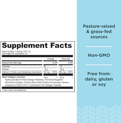 Ancient Nutrition Multi Collagen Protein Powder, Strawberry Lemonade, 45 Servings + Multi Collagen Protein Powder, Unflavored, 45 Servings