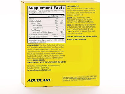AdvoCare Fiber Dietary Supplement - Daily Fiber Powder Supplement with Soluble & Insoluble Fiber - Fiber Blend Includes Psyllium Husk & Citric Acid - Supports Digestive Health* - Citrus, 10 Pouches
