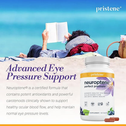 Eye Pressure Supplement with Bilberry Saffron Niacinamide CoQ10 for Optic Nerve Relief - Helps Support Healthy Retinal Blood Flow - Neuroptene® (60 Capsules)