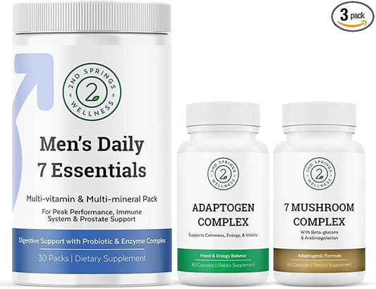 Complete Men's Wellness Trio - Mushrooms, Multivitamins, and Adaptogens