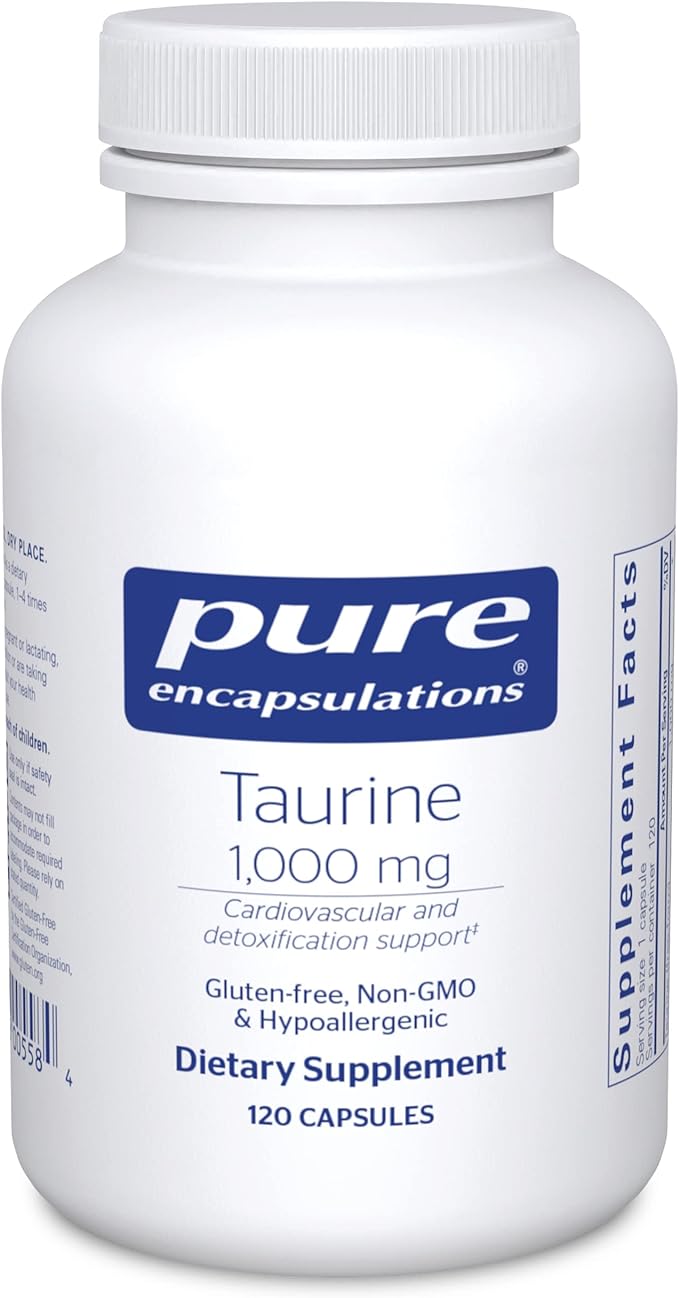 Pure Encapsulations Taurine 1,000 mg - Supports Heart Health & Detox - Essential Amino Acid - Liver & Gallbladder Health* - Vegan & Gluten Free - 120 Capsules