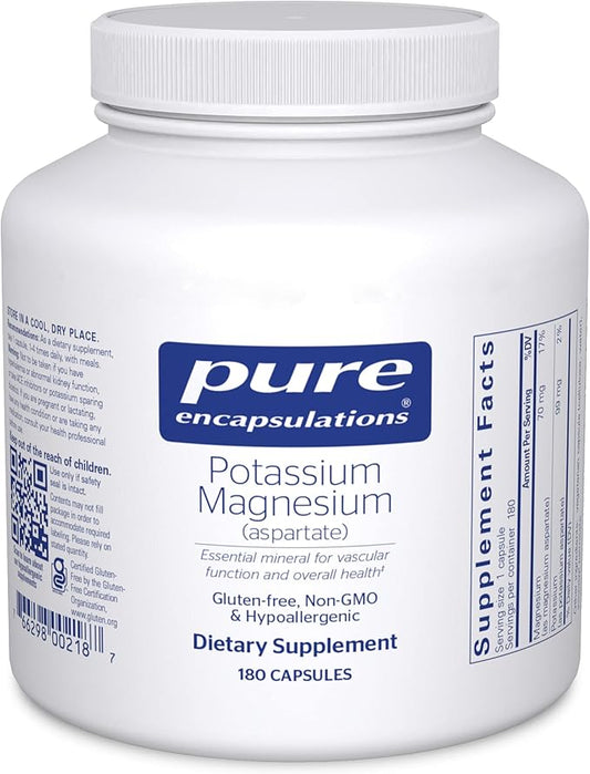 Pure Encapsulations Potassium Magnesium (Aspartate) | Supplement to Support Heart, Muscular, Bone, and Nerve Health* | 180 Capsules
