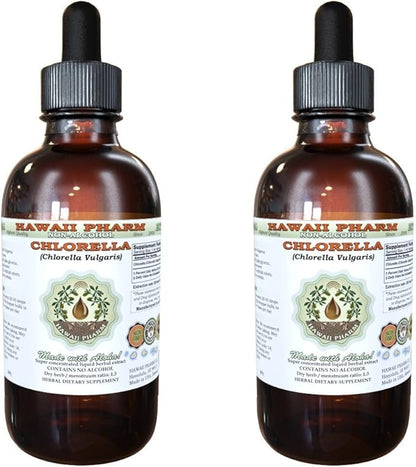 Chlorella Alcohol-Free Liquid Extract, Chlorella (Chlorella vulgaris) Entire Plant, Dried Glycerite Hawaii Pharm Natural Herbal Supplement 2x2 oz