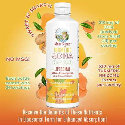MaryRuth Organics Kids Multivitamin (Strawberry Cherry & Vanilla) & Turmeric & DHA Liposomal (Sweet Ginger) | Clean Label Project Verified® | Vitamins for Joint Health & Overall Wellness | Vegan