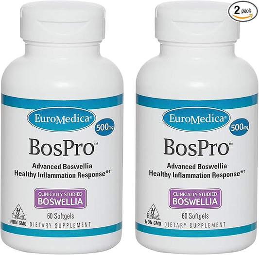 Euromedica BosPro - Boswellia Serrata Extract Supplement - Dietary Supplement for Healthy Lung Support - Herbal Supplement Formula - 60 Softgels, 2 Pack (120 Softgels)