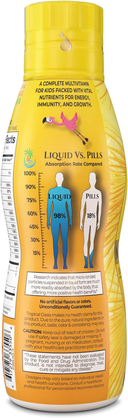 Premium Liquid Multivitamin For Kids | Sugar Free Kids Vitamins | 100% DV of 14 Vitamins for Kids | Multivitamin for Children Ages 4+ | Great Tasting, Non-GMO, Max 98% Absorption Rate- 16 oz, 32 Serv
