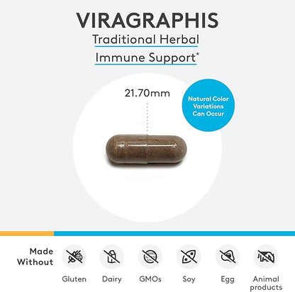 XYMOGEN Viragraphis - Powerful Short-Term Immune Health Support with Andrographis, Licorice Root + Indigowoad - Fast-Acting Cytokine Balance + Immune Support Supplement (60 Capsules)