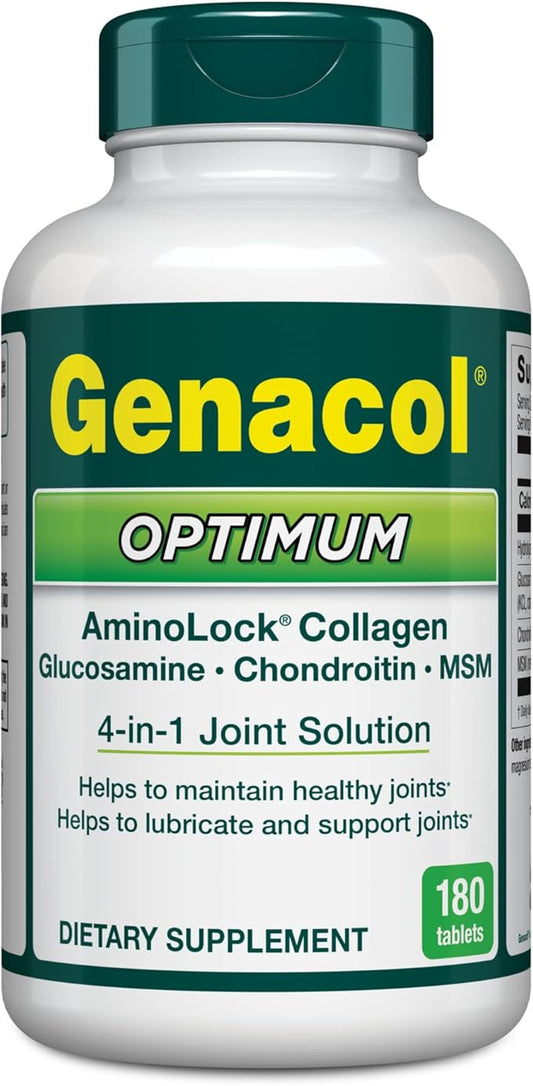 Genacol Optimum – Glucosamine, Chondroitin, MSM and Ultra-Hydrolyzed Collagen Tablets, Maintains Healthy Joints, Protects & Lubricate Cartilage, 180 Tablets (60-Day Supply)