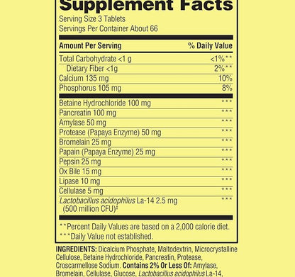 Spring Valley Probiotic Multi-Enzyme Digestive Formula Tablets, 200 ct - A Comprehensive Blend of Probiotics and Digestive Enzymes to Support Digestive Health. (Pack of 1) Includes a Gbz Ref Magnet