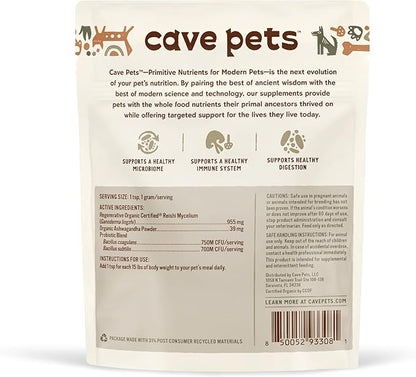 Super Blend Powder, Mushroom Mycelium and Dog Probiotic Supplement for Immunity and Digestive Health Support, Reishi & Probiotics, 90 Servings