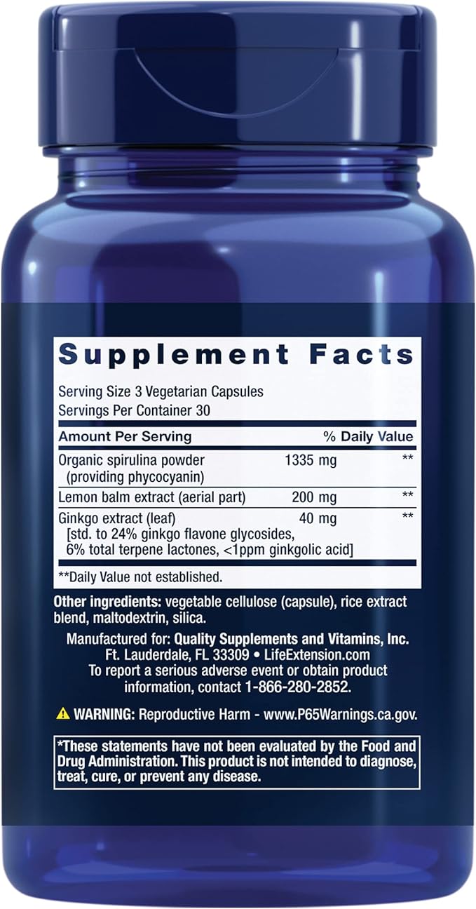 Life Extension X-R Shield, spirulina, Lemon Balm, Ginkgo biloba, Supports Cellular Integrity & DNA Health, Encourages Healthy Immune Response, Gluten-Free, Non-GMO, Vegetarian, 90 Capsules