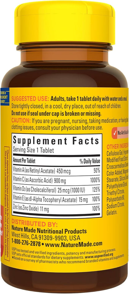 Nature Made Super C with Vitamin D3 and Zinc, Dietary Supplement for Immune Support, 60 Tablets, 60 Day Supply