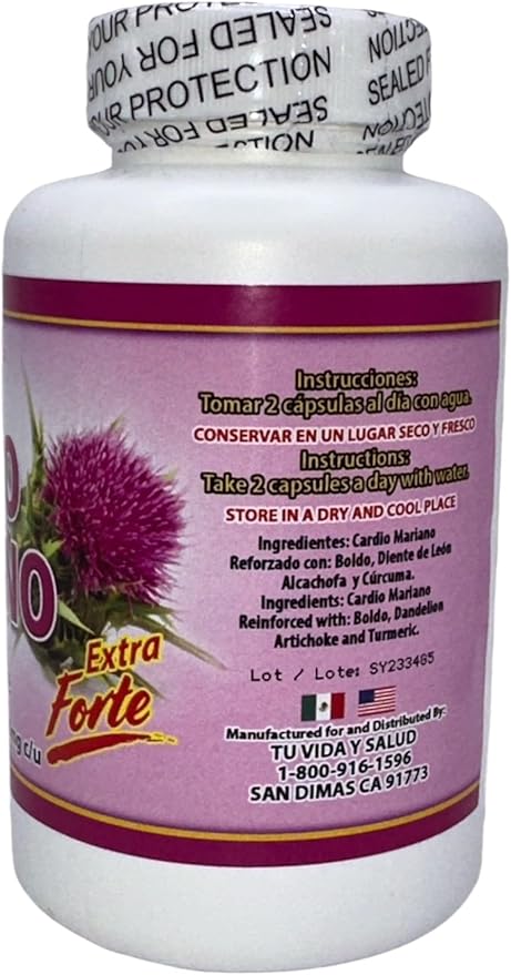 Cardo Mariano 60 caps 1000 mg c/u (Milk Thistle) - Herbal Dietary Supplement | Extra Forte