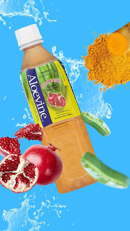 Aloevine Aloe Vera Drink Pomegranate juice l 16.9 oz. 20 pack l smart fruit Korean drinks