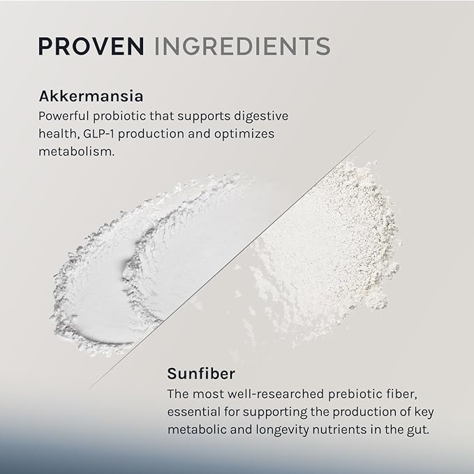 Akkermansia Muciniphila, 60 Capsules (60 Day Supply), Gut Health Support for Women & Men, Probiotic with Prebiotic Fiber, Increases GLP-1 Production, Delayed Release, 500M AFU Live Strain
