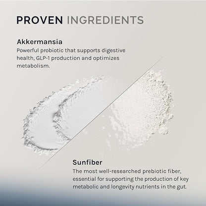 Akkermansia Muciniphila, 60 Capsules (60 Day Supply), Gut Health Support for Women & Men, Probiotic with Prebiotic Fiber, Increases GLP-1 Production, Delayed Release, 500M AFU Live Strain