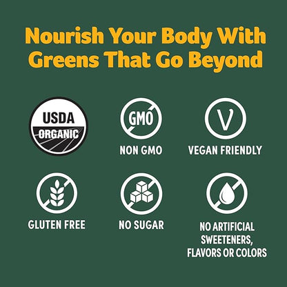 Purely Inspired Organic Green Powder Smoothie Mix, Tropical Mango Iced Tea Flavor (30 Servings) - Probiotics for Digestive Health with Spirulina & Chlorella for Gut Health - Vegan & Gluten-Free