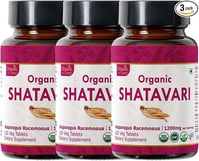 SHATAVARI 120 Tablets | Asparagus Racemosus (Shatavari) | USDA Organic Certified | Supports Women’s Health and Immune System | Organic and Natural 120tab - Pack of 3