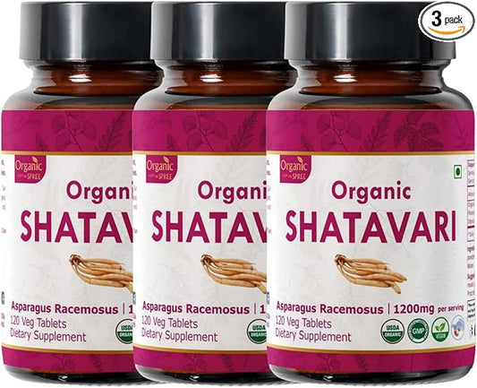 SHATAVARI 120 Tablets | Asparagus Racemosus (Shatavari) | USDA Organic Certified | Supports Women’s Health and Immune System | Organic and Natural 120tab - Pack of 3