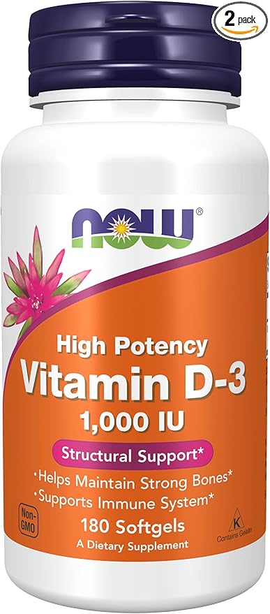 Now Foods, Vitamin D-3, High Potency, 1,000 IU, 180 Softgels