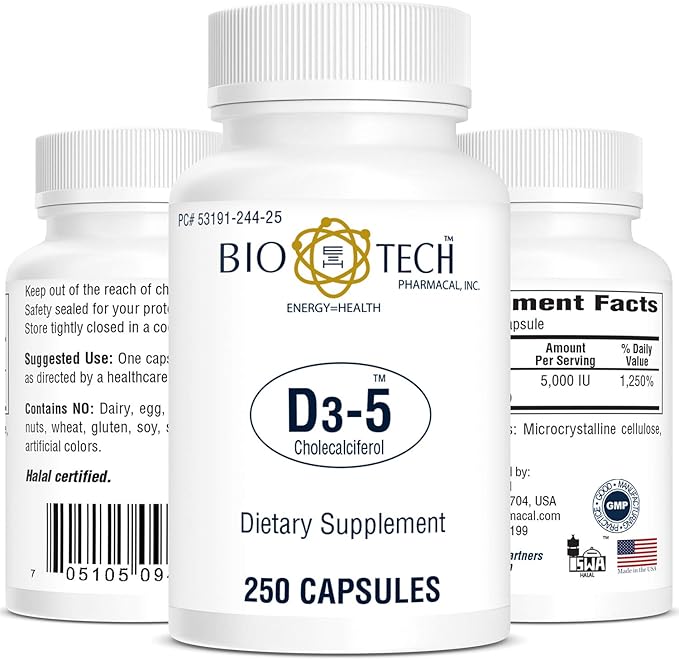 Bio-Tech Pharmacal Vitamin D3 (D3 5k IU, 250 Count)