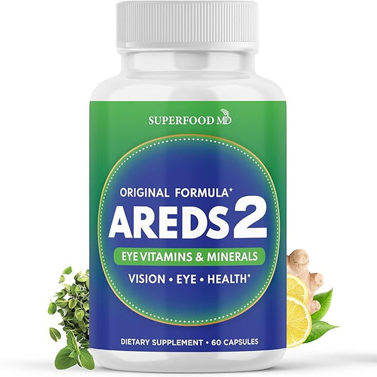 AREDS 2 Eye Vitamin & Mineral Supplement, Contains Lutein, Vitamin C, Zeaxanthin, Zinc & Vitamin E, with Added Copper - 60 Count