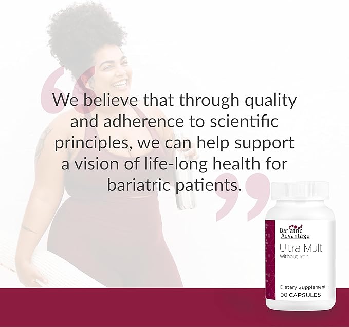 Bariatric Advantage Ultra Multi Without Iron, High Potency Daily Multivitamin for Bariatric Surgery Patients with 22 Essential Vitamins and Nutrients - 90 Capsules, 30 Servings
