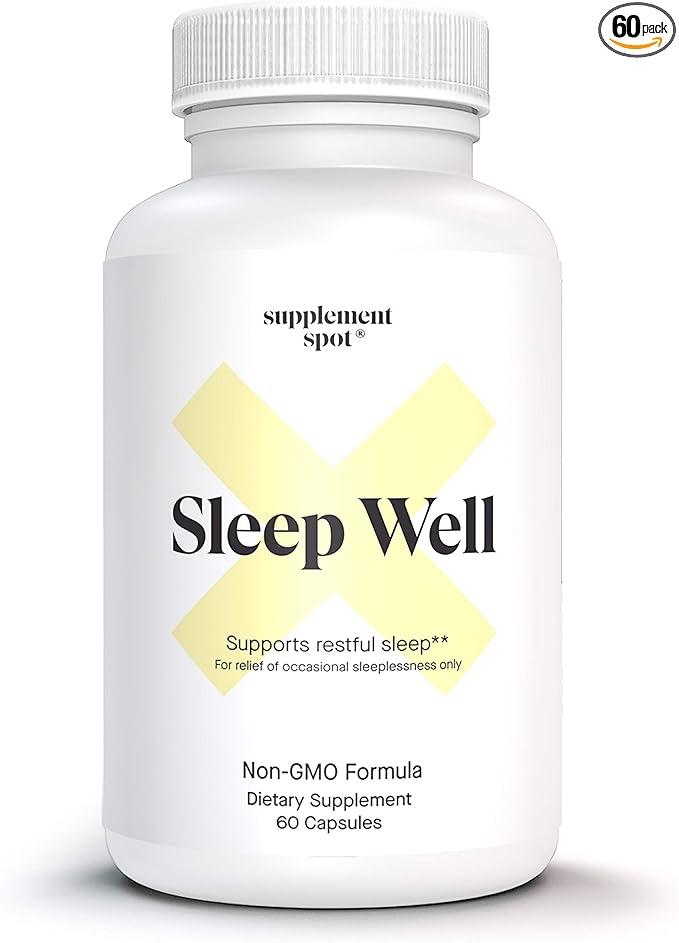 Sleep Well Natural Sleep Aid – Non-Habit Formula Supplement for Adults w/Magnesium, L-Theanine, GABA & Serotonin – Sleep Support Supplement for Adults (60 Capsules, 30 Servings)