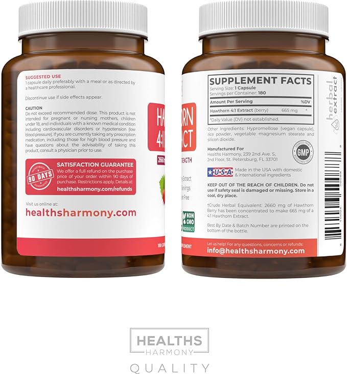 Super Potent Hawthorn Berry Extract Capsules - Hawthorn Berry Supplement Made from Extra Strength Concentrate to Support Heart and Digestive Health - Vegan Non-GMO & Gluten Free (6 Month Supply)