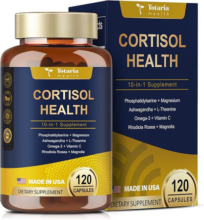 Cortisol Supplement with Ashwagandha,Magnesium,Rhodiola Rosea,L Theanine,Hormone Balance for Women 120 Vegan Capsules (Pack of 1)