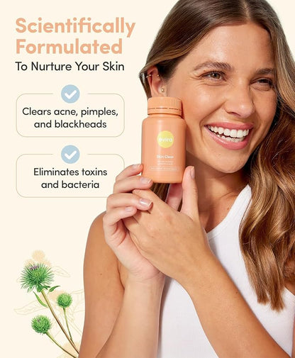 Ovira Skin Clear with ZINCBRIGHT - 60 Capsules for Clear and Glowing Skin | Rosacea & Hormonal Acne Treatment | Support Collagen Production | Acne Supplements for Women & Men - Pack of 4