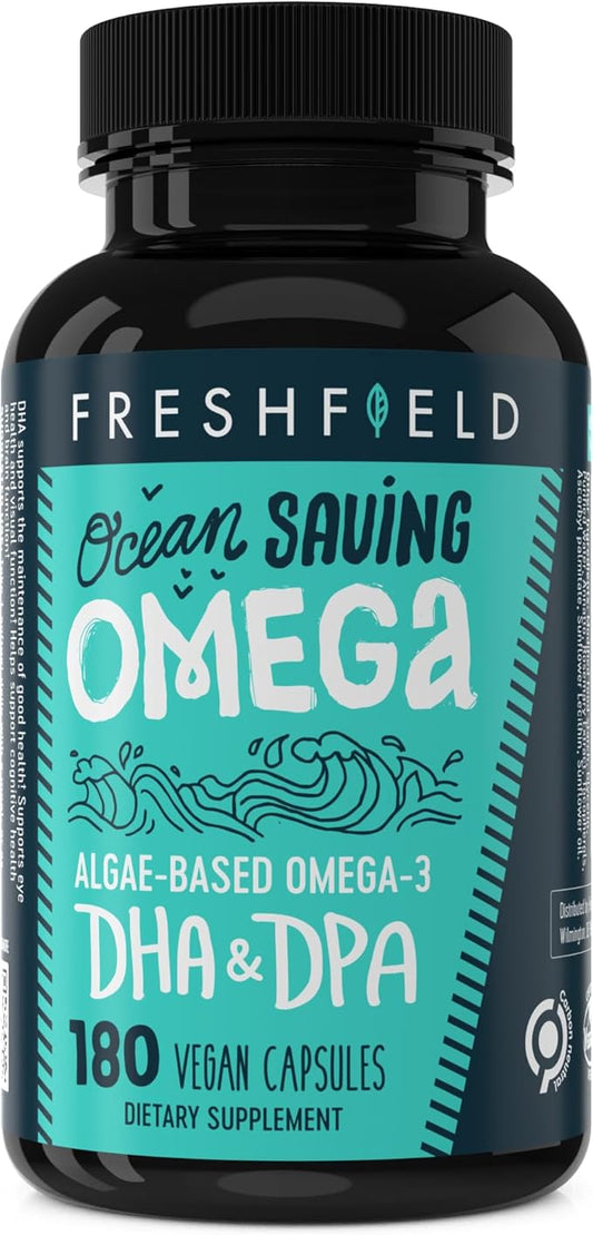 Ocean Saving Omega 3, Fish Oil Replacement, 6-Month Supply, Sustainably Sourced, Highest Levels of DHA per Capsule (440 mg), Algae Oil, w/DPA (180 Count (Pack of 1))