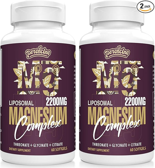 Liposomal Magnesium Complex 2200MG Softgels,Magnesium Threonate, Magnesium Glycinate, Magnesium Citrate, Three-in-one Supplement, Gluten Free, 60 Softgels (120 Count (Pack of 2))