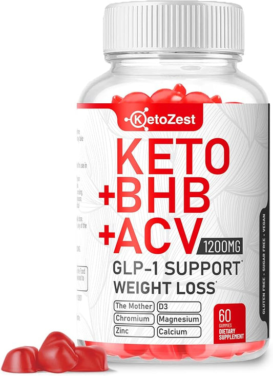 Organic Keto ACV BHB GLP-1 Gummies - Apple Cider Vinegar with The Mother Supplement - Vitamin D3 Zinc Beetroot Pomegranate Chromium Beta Hydroxybutyrate - Vegan Sugar Gluten Free for Men Women