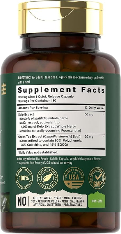 Tahoe Nutritionals Kelp Supplement Capsules | 1000mg | 180 Count | Non-GMO & Gluten Free Extract