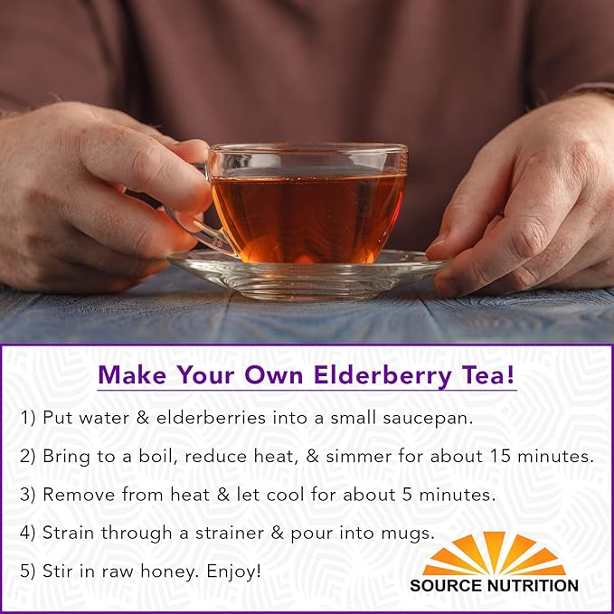 USDA Organic Dried Elderberries - Whole European Elderberry, Responsibly Wild Crafted, Perfect for Tea, Syrups, and More - Sambucas Nigra - 1 Pound (Certified Organic)