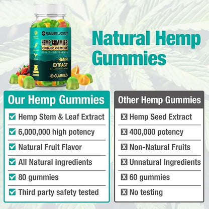 Natural Hemp Calm Gummies 2 Pack, Edible Hemp Gummy with Organic Hemp Oil Extract Vitamin C Omega 3-6-9,High Potency Gummy Supplements for Sleep Stress Anxiety Balance,Relaxes Body & Mind-160 Count