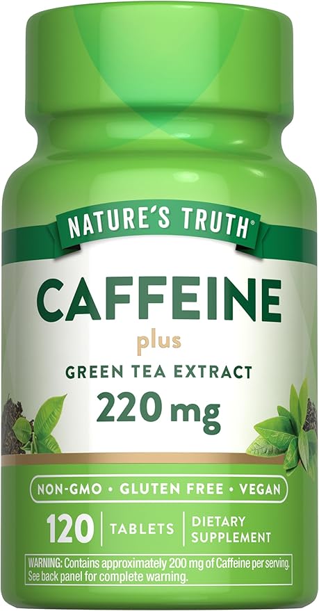 Nature's Truth Caffeine Pills | 220mg | 120 Count | With Green Tea Extract | Vegan, Non-GMO & Gluten Free Supplement