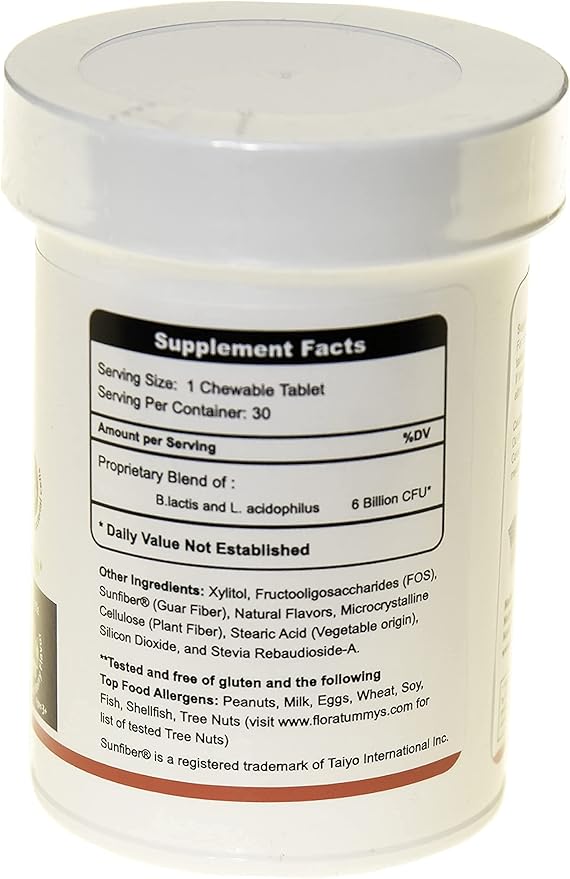 Kids Chewable Probiotic Prebiotics: Non-Dairy, Gluten & Sugar-Free, Peanut & Soy Free, Non-GMO, Tested & Free of Food Allergens, Vegan, Kosher, Berry Flavor(1 Bottle)