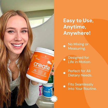 Create Creatine Monohydrate Gummies for Men & Women, Boost Focus, Strength, and Endurance, Anti-Melting Formula, Vegan, Gluten-Free, Non-GMO, 1.5g of Creatine per Gummy (Orange, 90 ct)