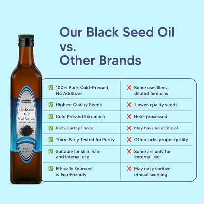 Hemani Black Seed Oil Cold Pressed 16.91 Oz I 500ML I 100% Natural I Solvent Free I AKA Nigella Sativa I Kalonji I Black cumin seed Oil
