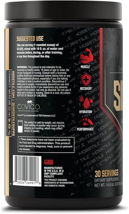 HOSSTILE SILO[9] Essential Amino Acids, EAA & BCAA Powder, Electrolyte Hydration Support, Enhance Muscle Recovery, Build Lean Muscle, Pre or Post Workout Drink, Tangy Raspberry, 30 Servings