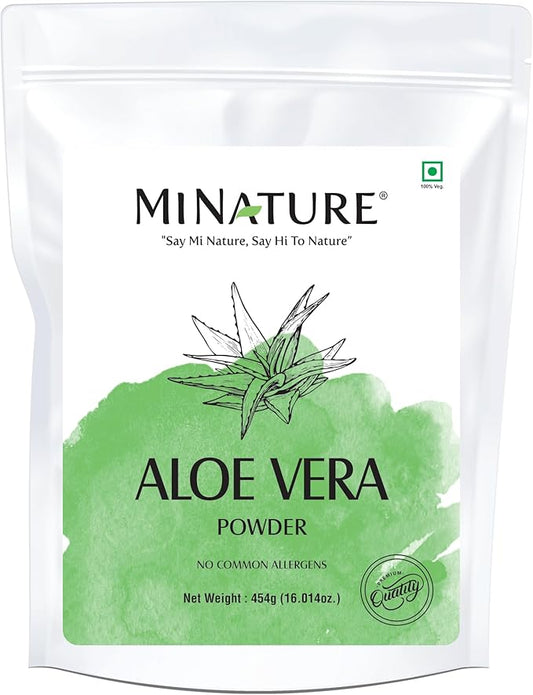 minature Aloe Vera Powder | Aloe Barbadensis | Vegan Non GMO| Pure & Natural with NO Chemical | Made in India| Skin 7 Hair Care| | 454 g / 16 Oz
