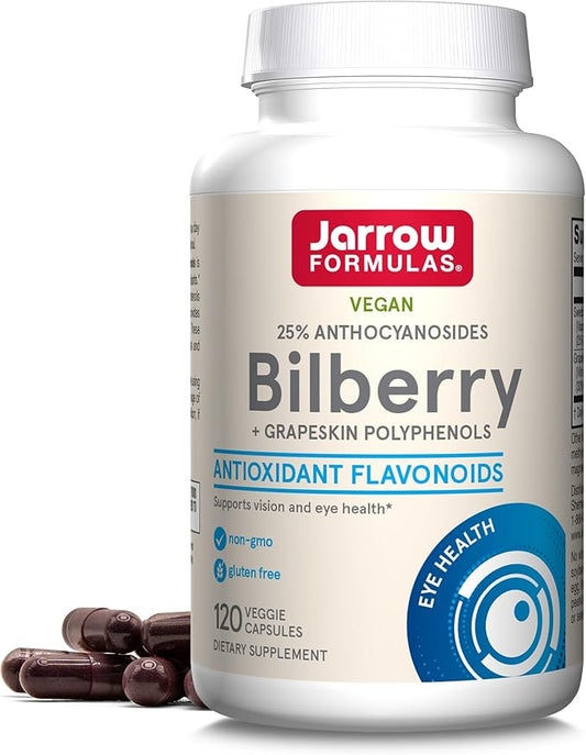 Jarrow Formulas® Bilberry + Grapeskin Polyphenols, Vision and Eye Health, 60 Veggie Capsules, Up to a 30 Day Supply