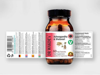 DR WAKDE's Ashwagandha & Shatavari Capsules (60 Veg Caps, Rejuvenating Herbs, Energy Support, Ayurvedic Supplement, Vegan, Herbal, All Natural, Made in UK)