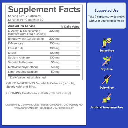 Gundry MD® Lectin Shield, Gut Health and Digestion Supplement, Helps Block Potentially Harmful Lectins, Supports Digestive Comfort, and Intestinal Health †*, 30 Day Supply