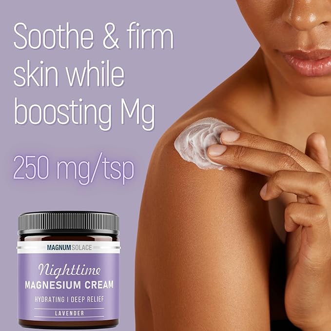 Magnesium Lotion – Nighttime Magnesium Cream – Apply to Legs, Arms or Chest - Topical Magnesium Chloride – USA Made and Safe for Kids (Lavender)