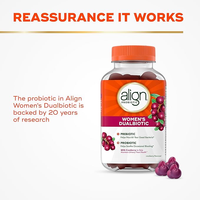 Align Probiotic, Women’s Dualbiotic Gummies, Cranberry Flavor, 90ct
