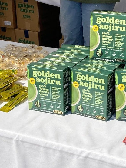 nihon-yakken Golden Aojiru 100% Young Barley Grass Powder Green Juice 12 Packs X 3 g, 2 Boxes